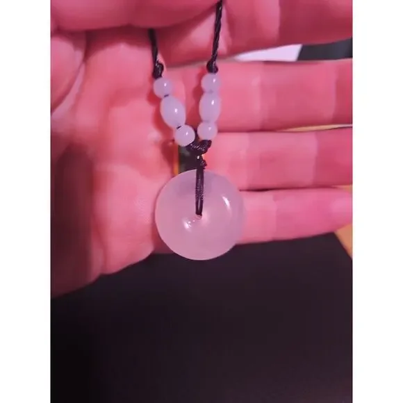 Beautiful! Natural Jade Peace Lucky Buckle Pendant Necklace Healing Adjustable - Picture 10 of 12